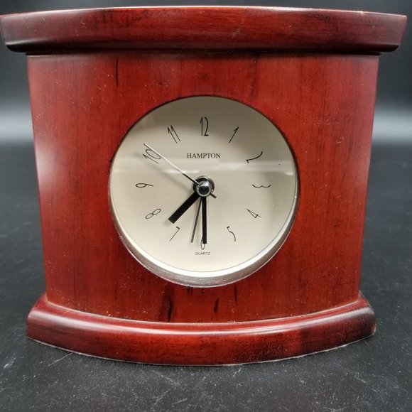 Hampton Quartz Wood Mantle Shelf Clock Time Medium Brown 4.50" WORKS - Picture 3 of 12